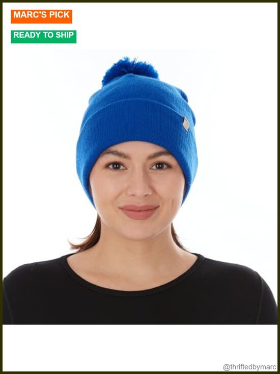 100% Merino Wool Knit Pom Beanie Winter Hat